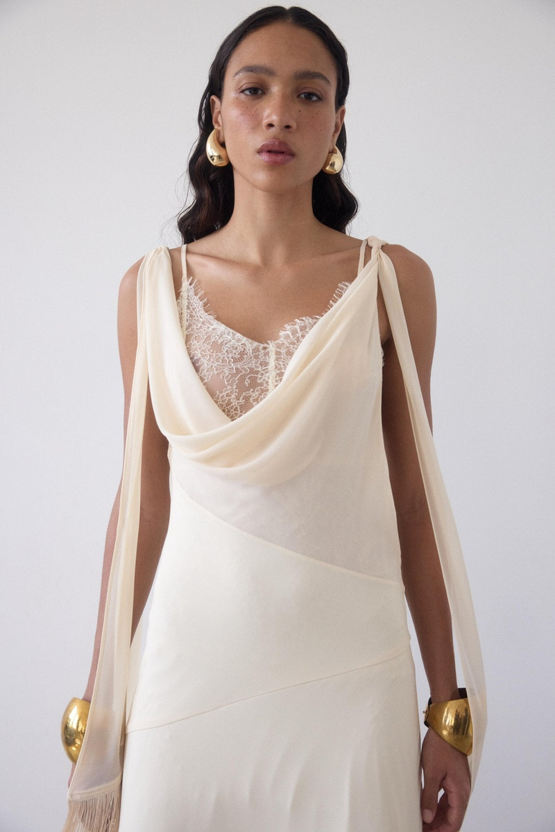 MISTRAL MIDI DRESS IN CREAM CHIFFON & LACE 3