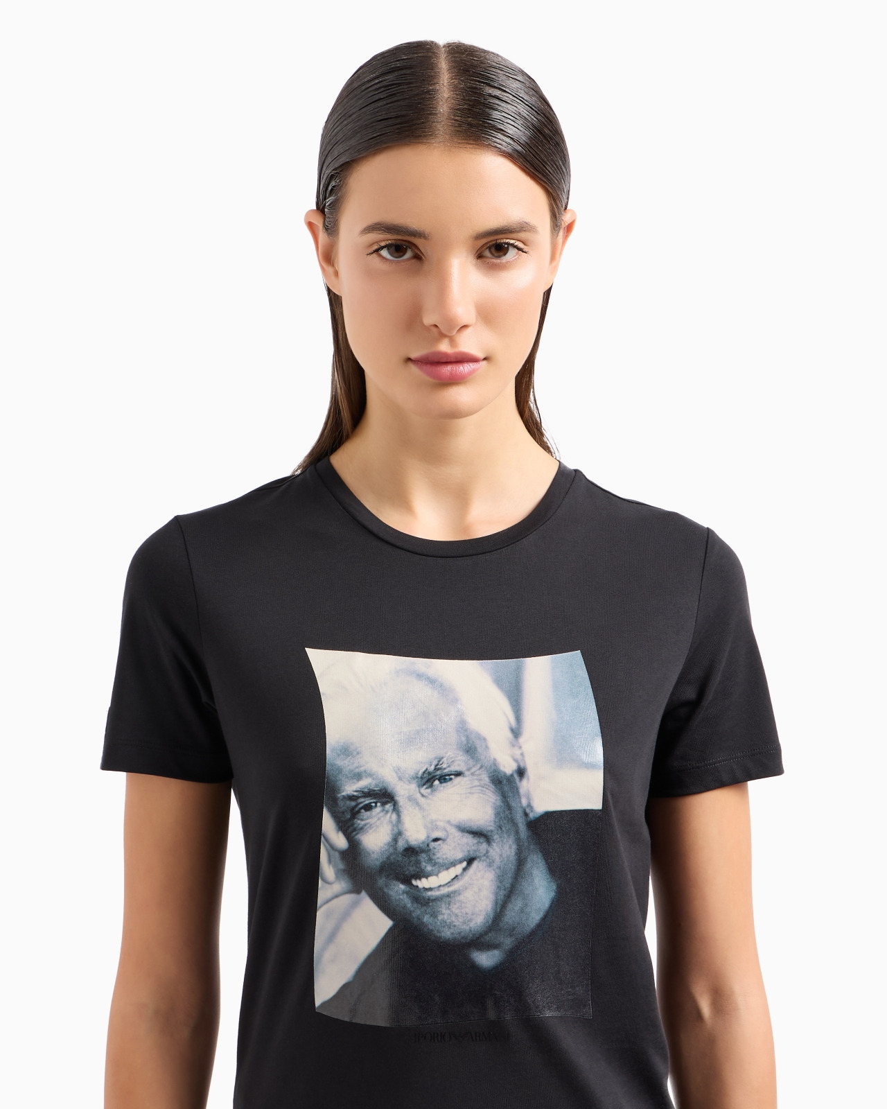Icon Supima jersey T-shirt with Mr Armani photographic print - 5