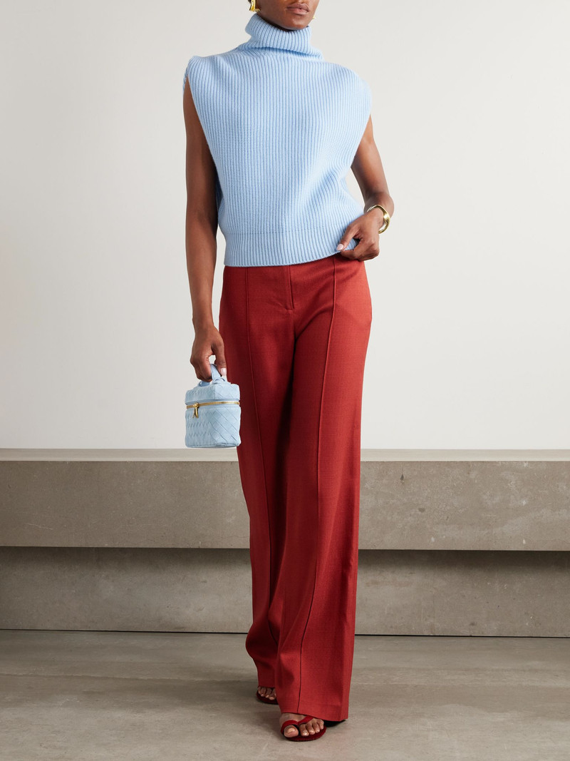 SA SU PHI Ribbed cashmere turtleneck vest Light blue outlook