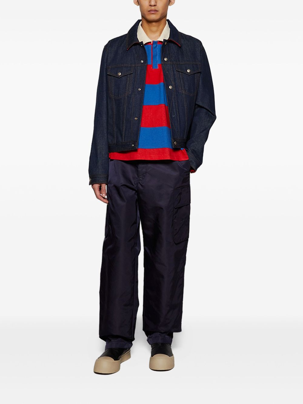 striped-pattern pique polo shirt - 2