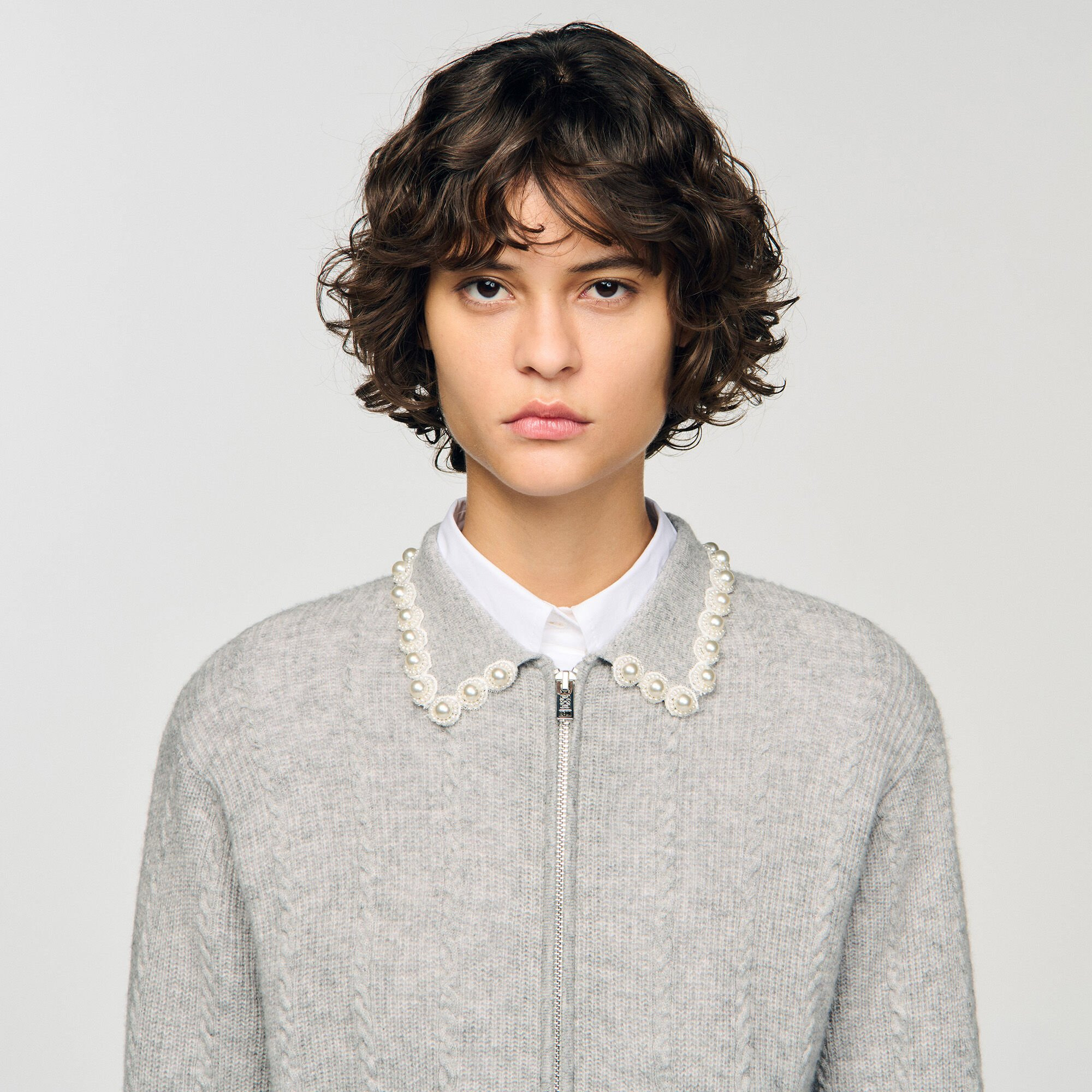 CARDIGAN WITH BEADED COLLAR - 3