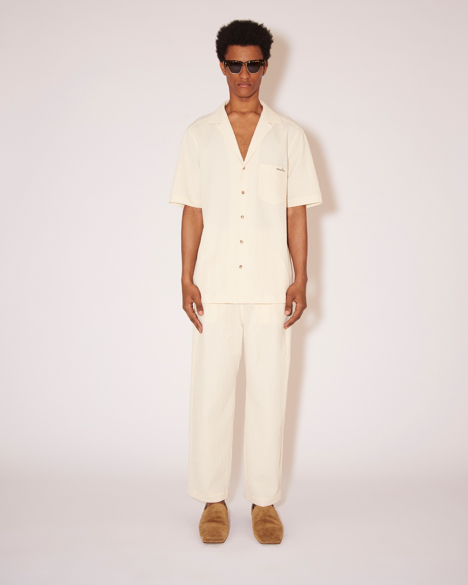 VENCI - Seersucker shirt - Creme - 2