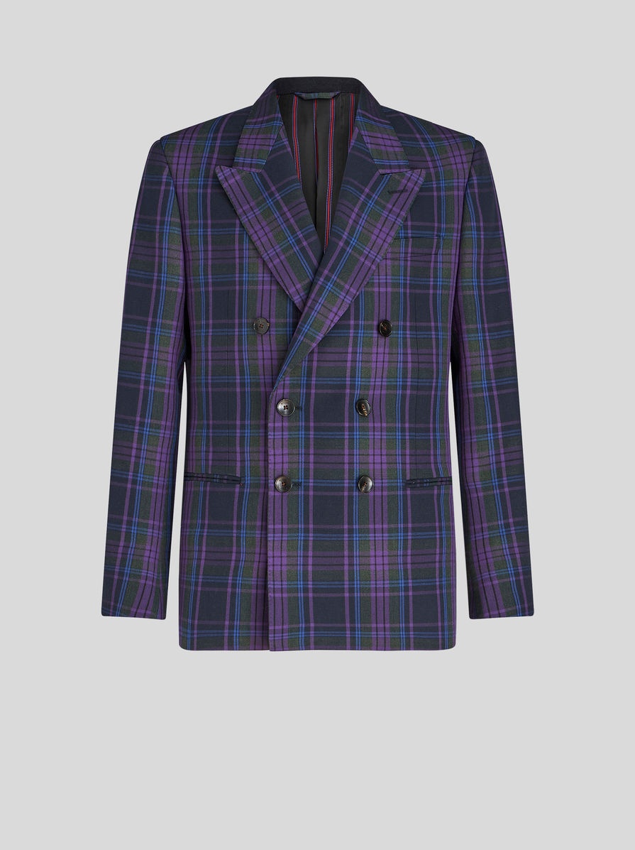 DOUBLE-BREASTED MAXI CHECK JACKET - 1