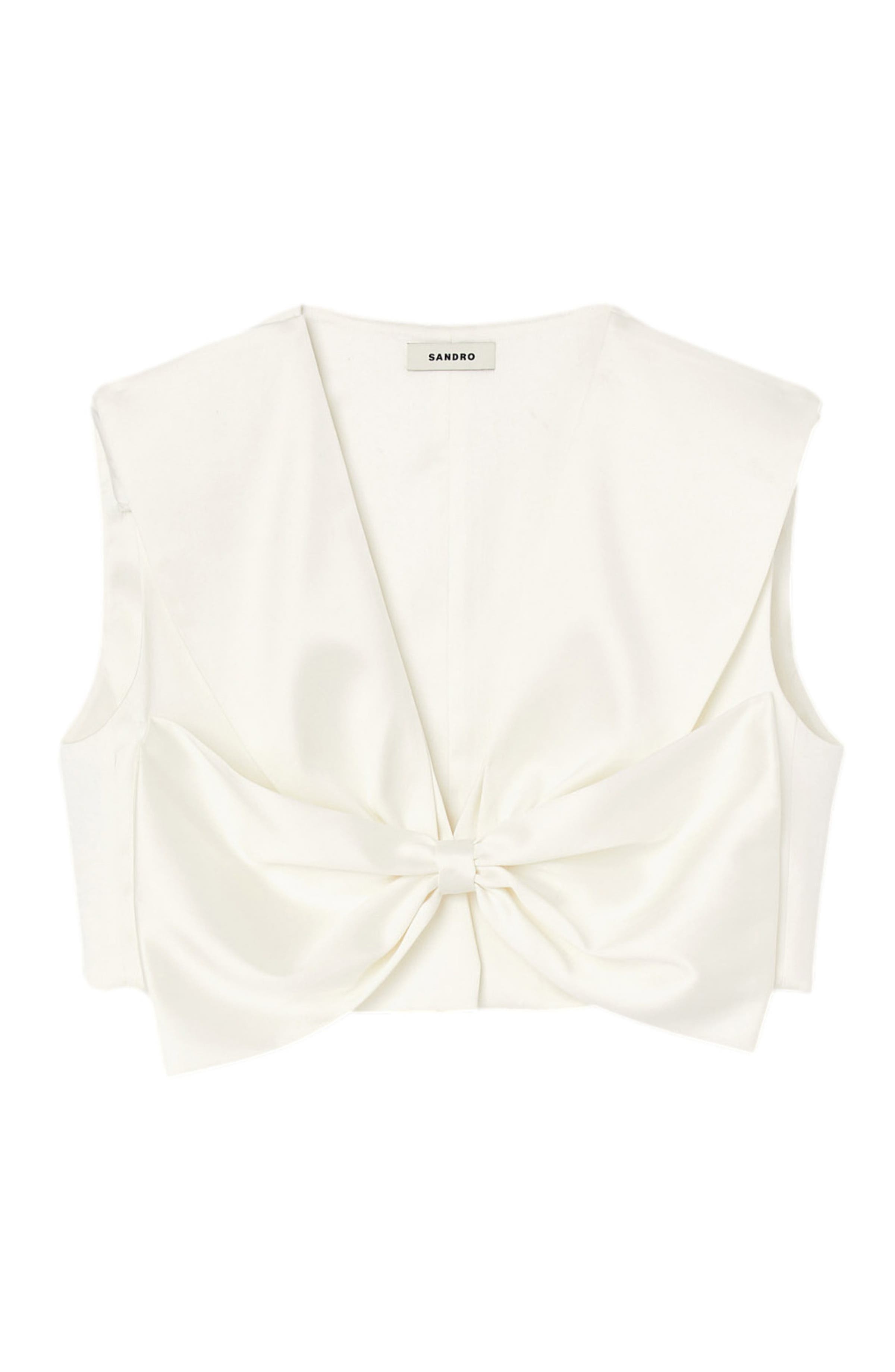SANDRO Satin-effect crop top in White at Nordstrom - 7
