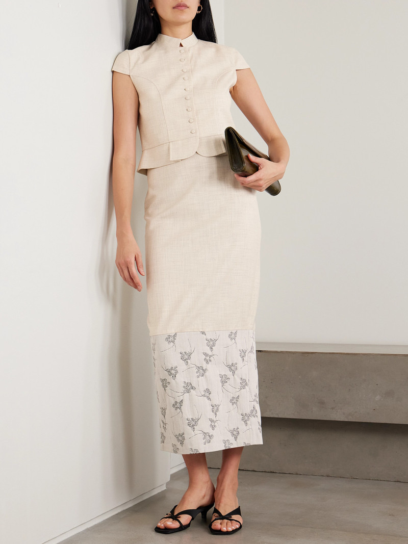 DESTREE Mila Woven And Denim-jacquard Midi Skirt outlook