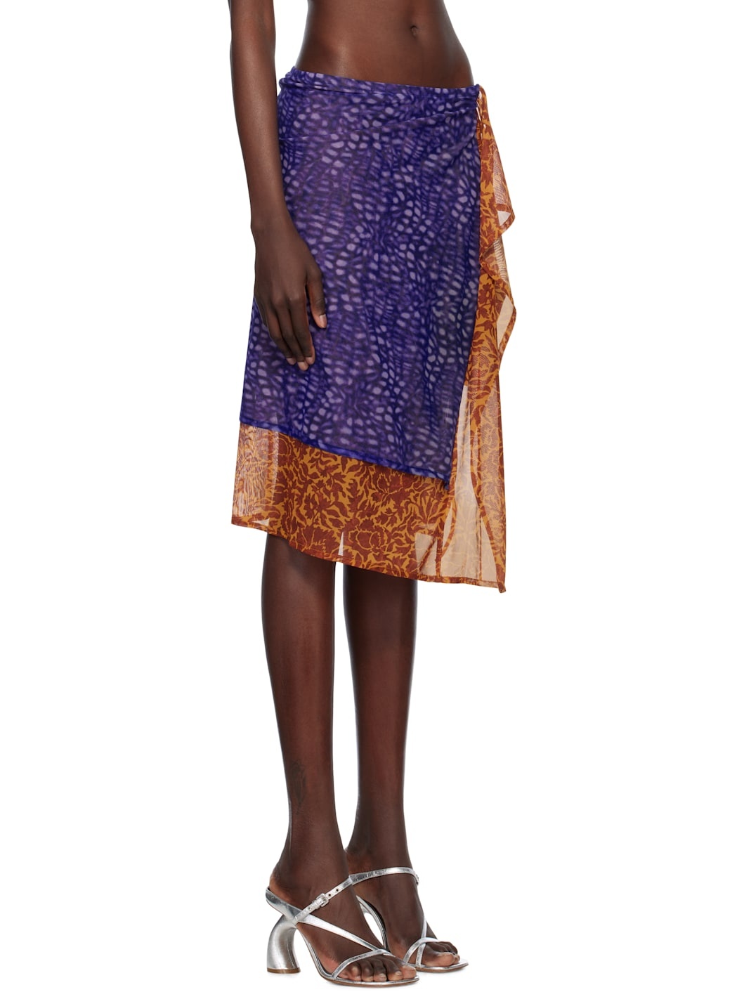 Purple Double Layered Midi Skirt - 2