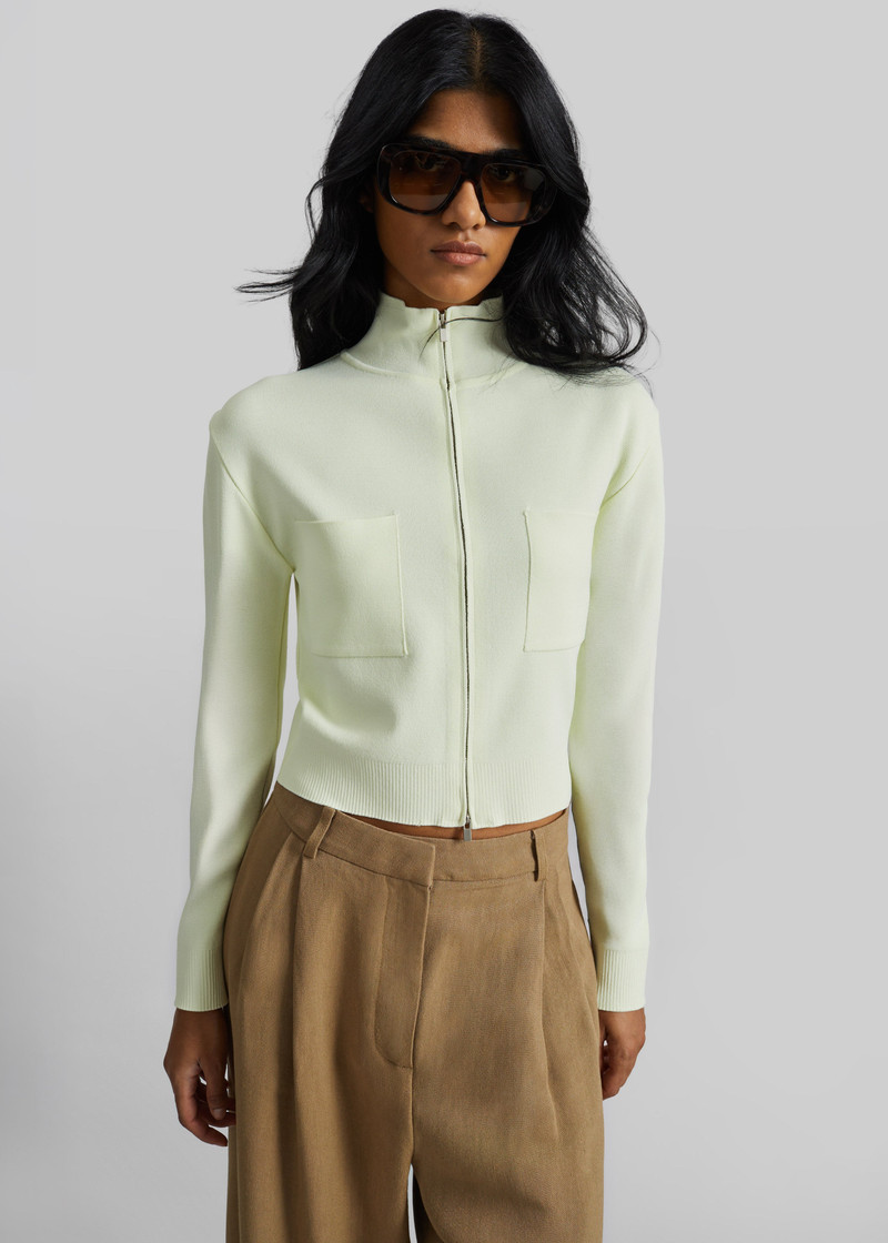 Juilly Knit Zip Cardigan - Pale Yellow 3