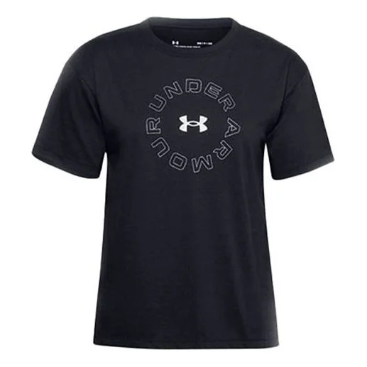 (WMNS) Under Armour Wordmark Graphic Tee 'Black' 1358657-001 - 1