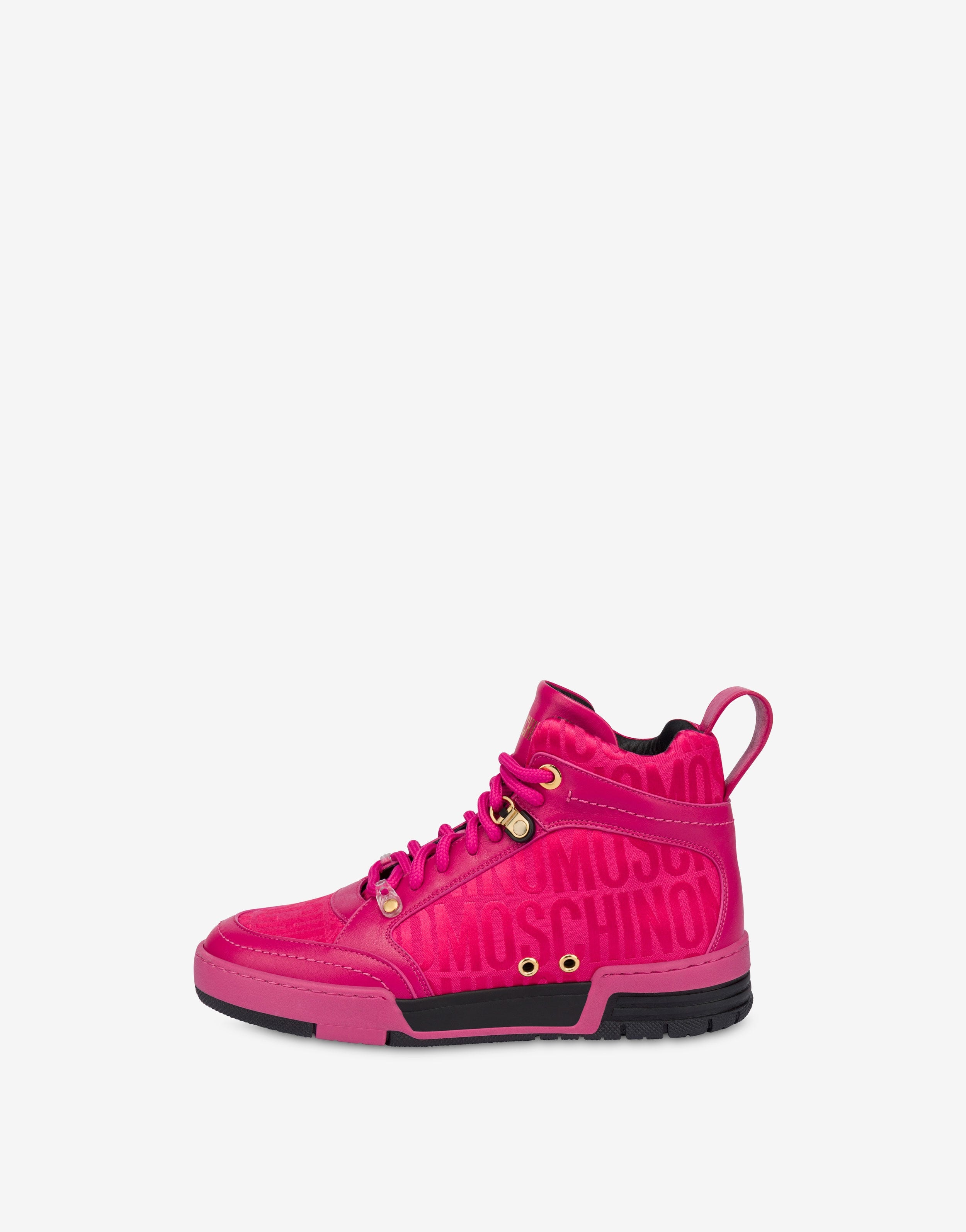 ALLOVER LOGO NYLON HIGH-TOP SNEAKERS - 2