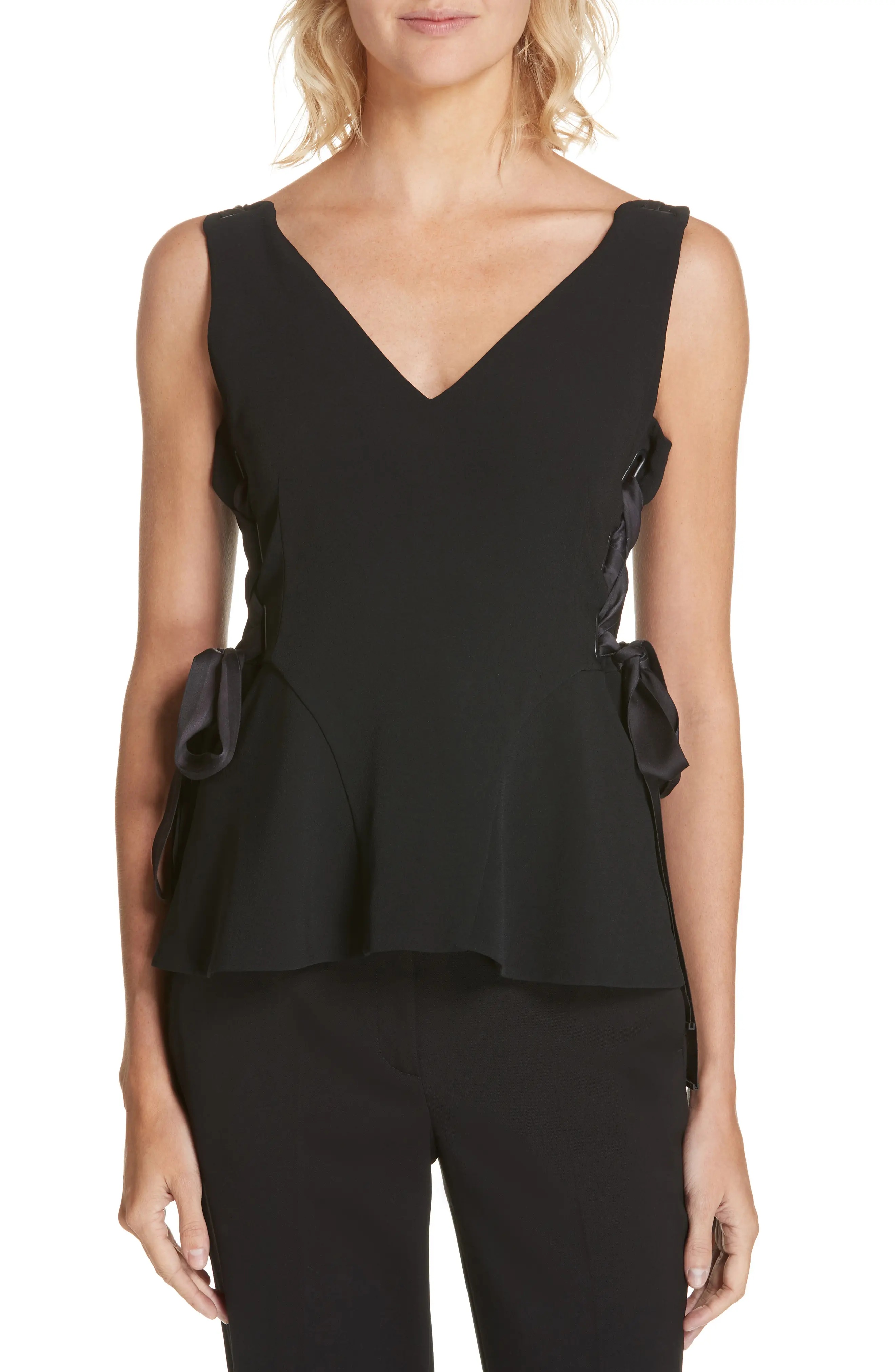 Jonathan Simkhai Lace-Up Side Crepe Top - 1