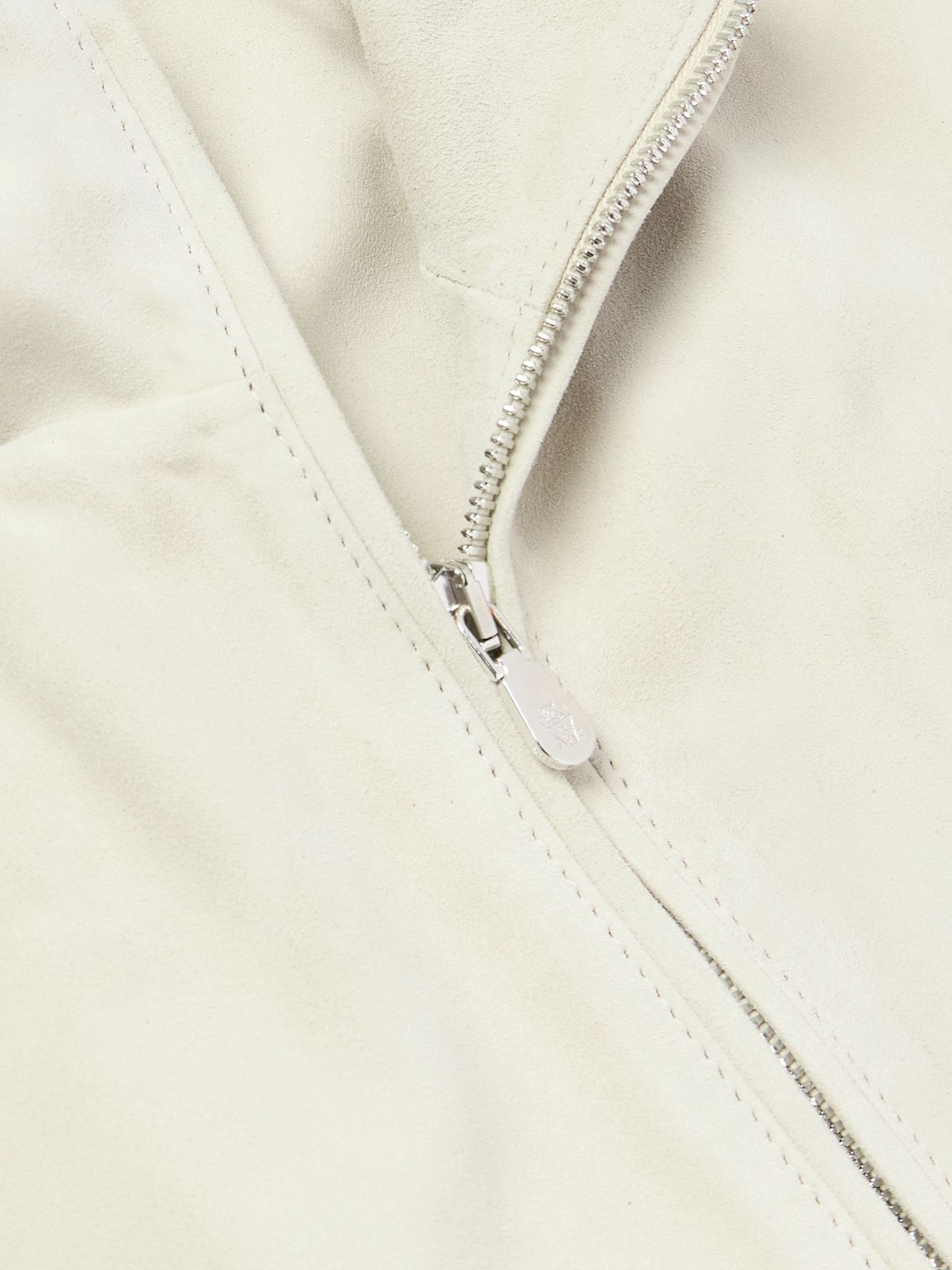 Suede Hooded Bomber Jacket Cream - 4
