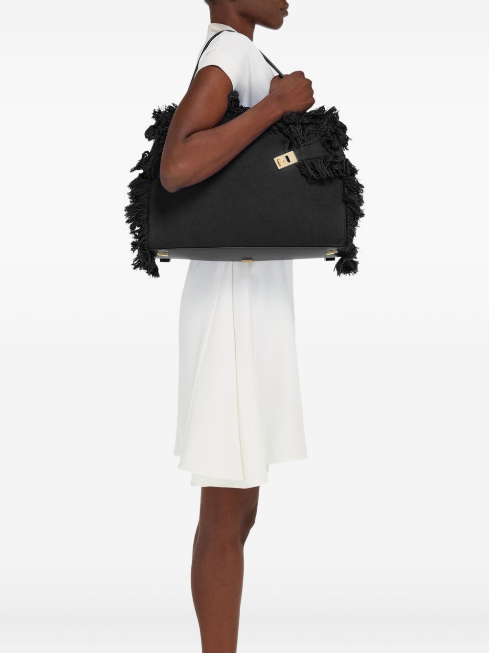 large Hug fringe-detail shoulder bag - 2