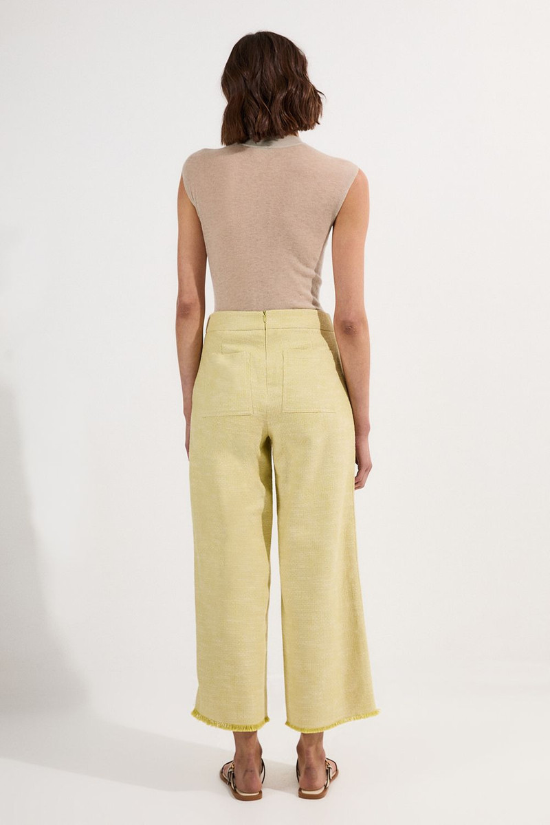 Spring Tweed Tailored Button Detail Cropped Wide Leg Trouser 5