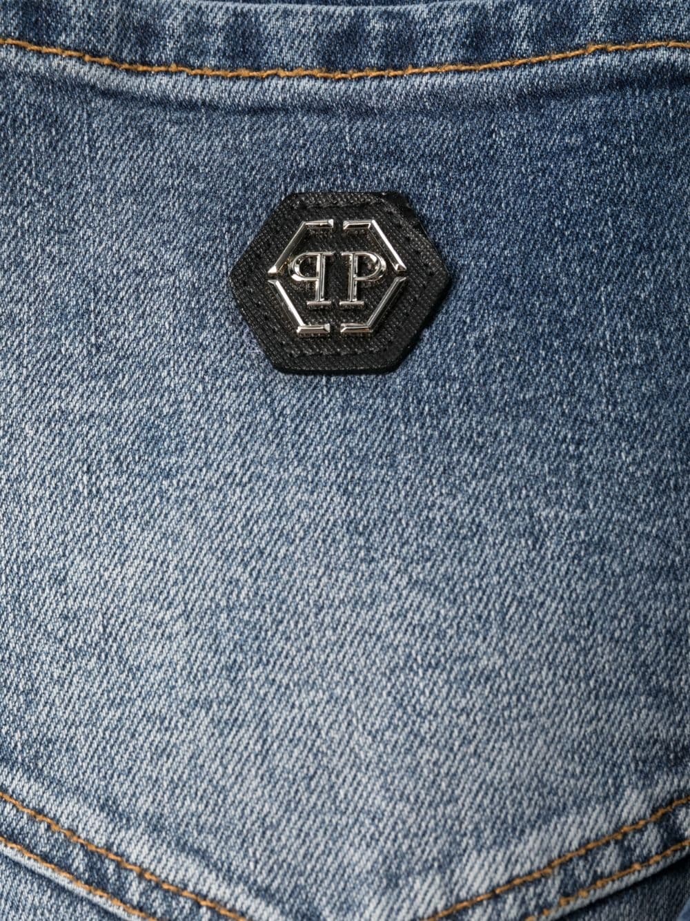 logo-patch slim-cut jeans - 7