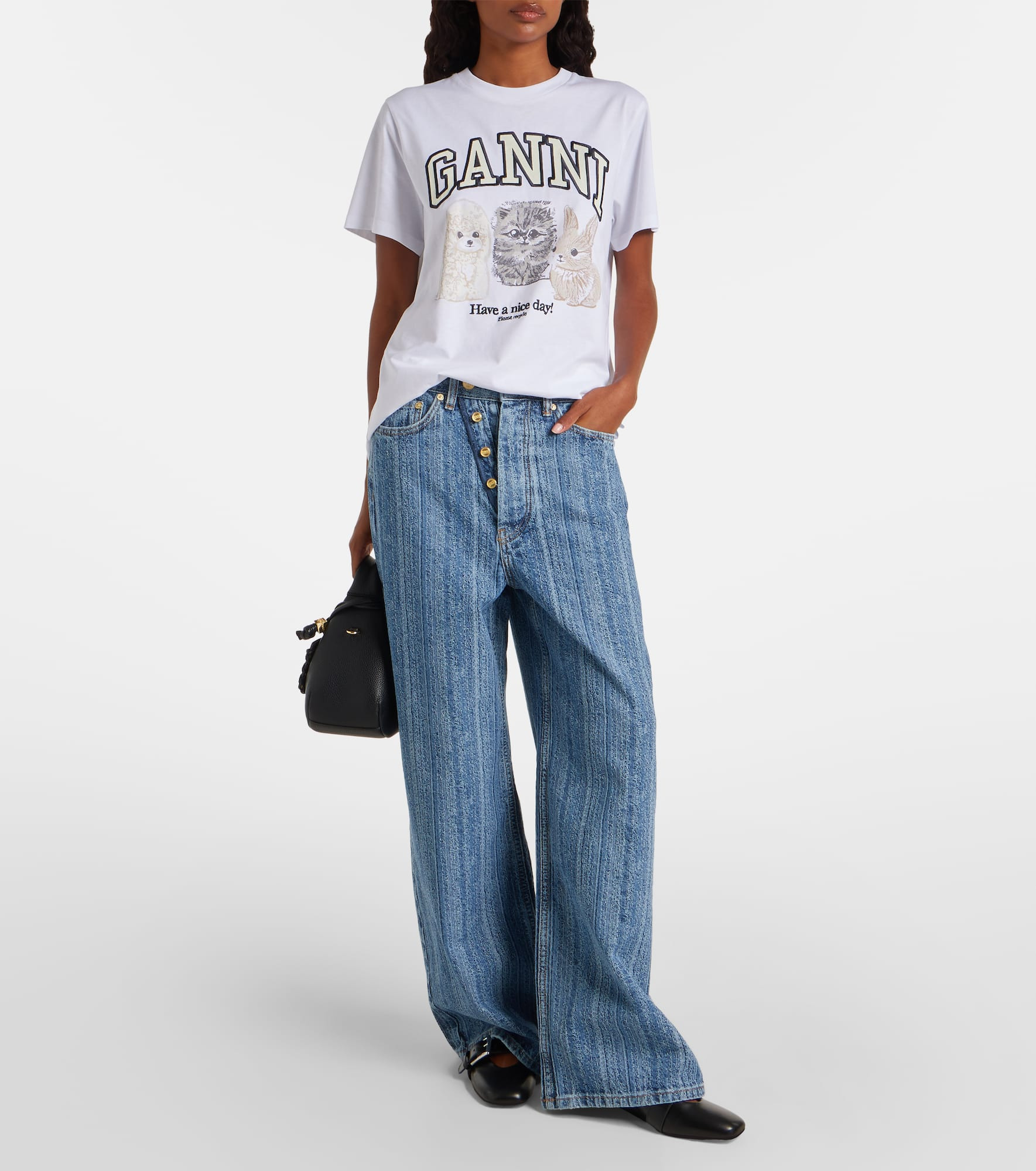 Striped wide-leg jeans - 2