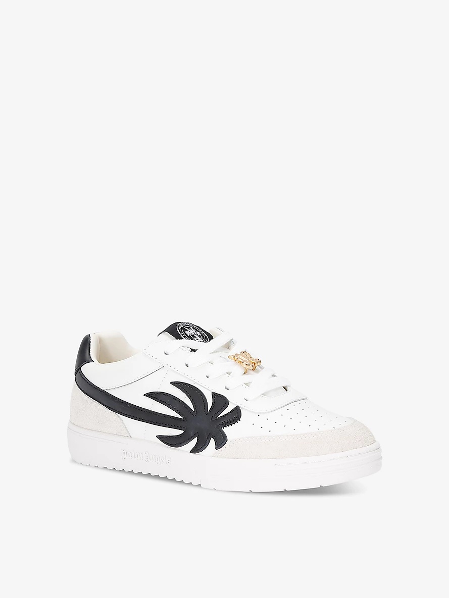 Palm beach brand-motif leather low-top trainers - 3