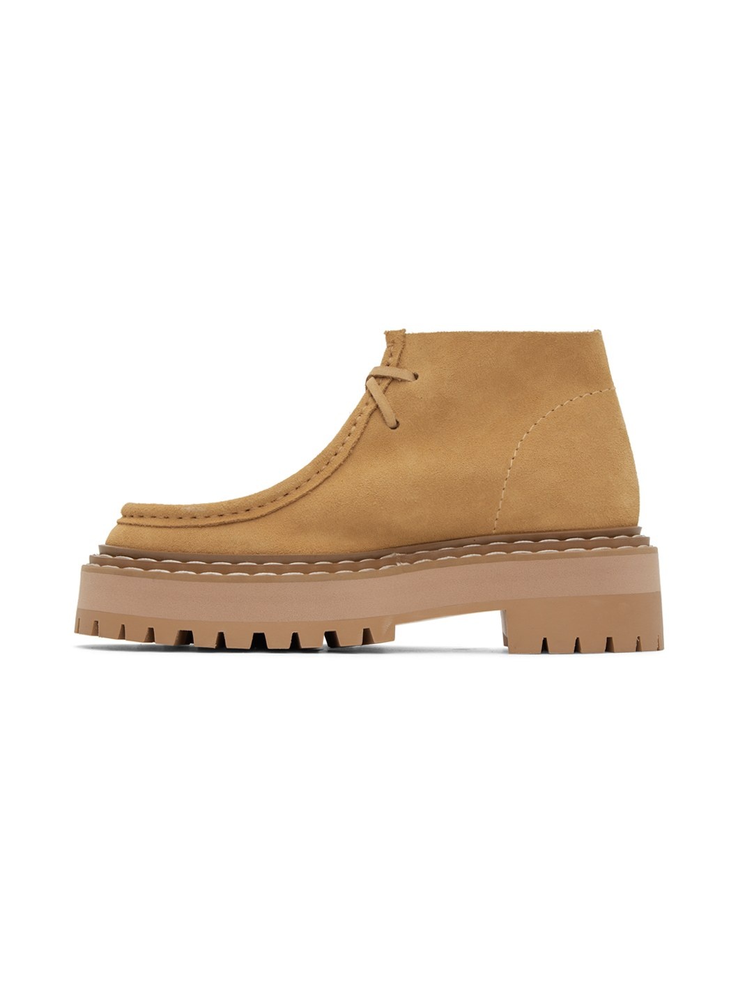 Tan Lug Sole Platform Boots - 3