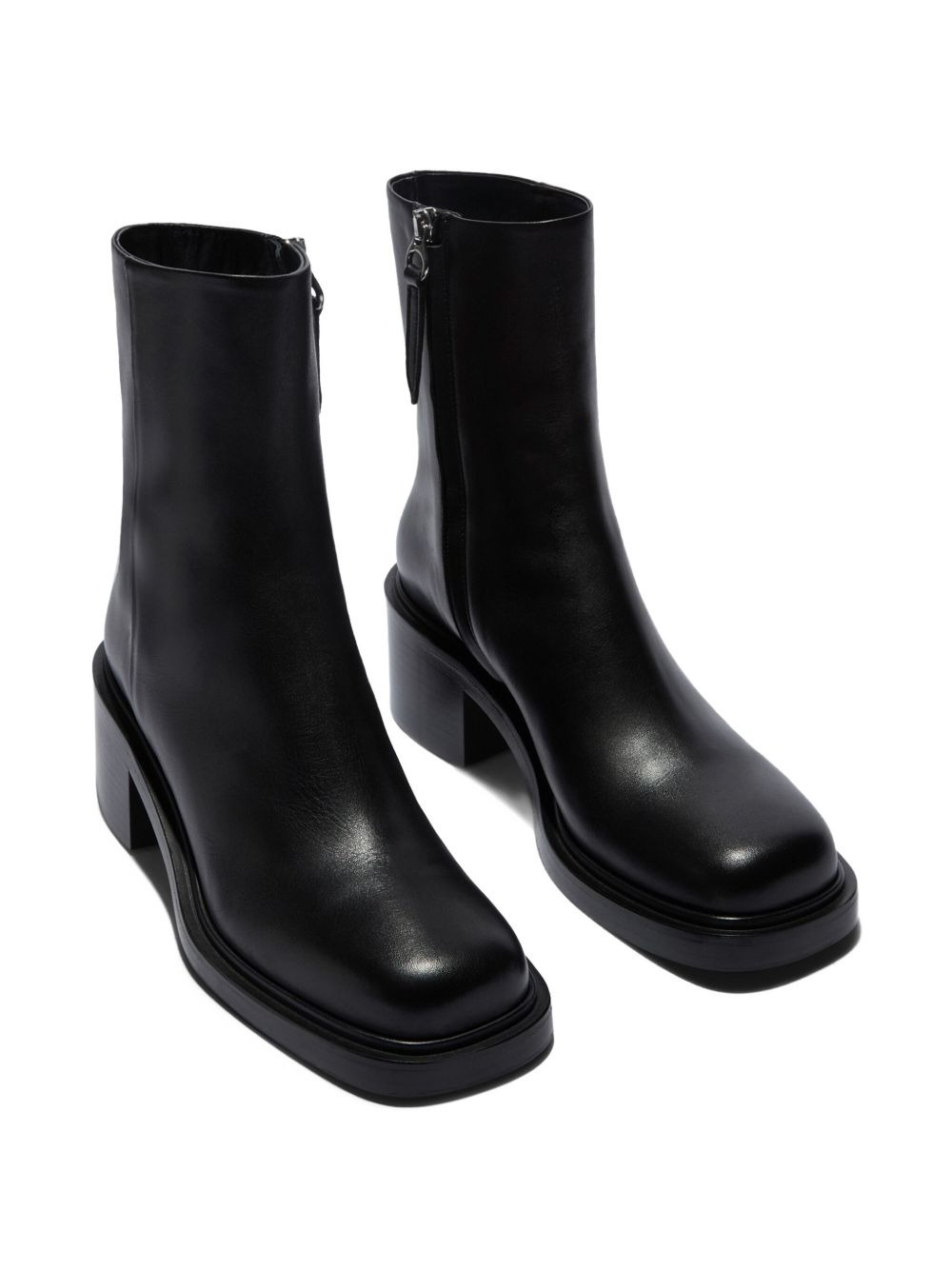 zip-front square-toe boots - 2
