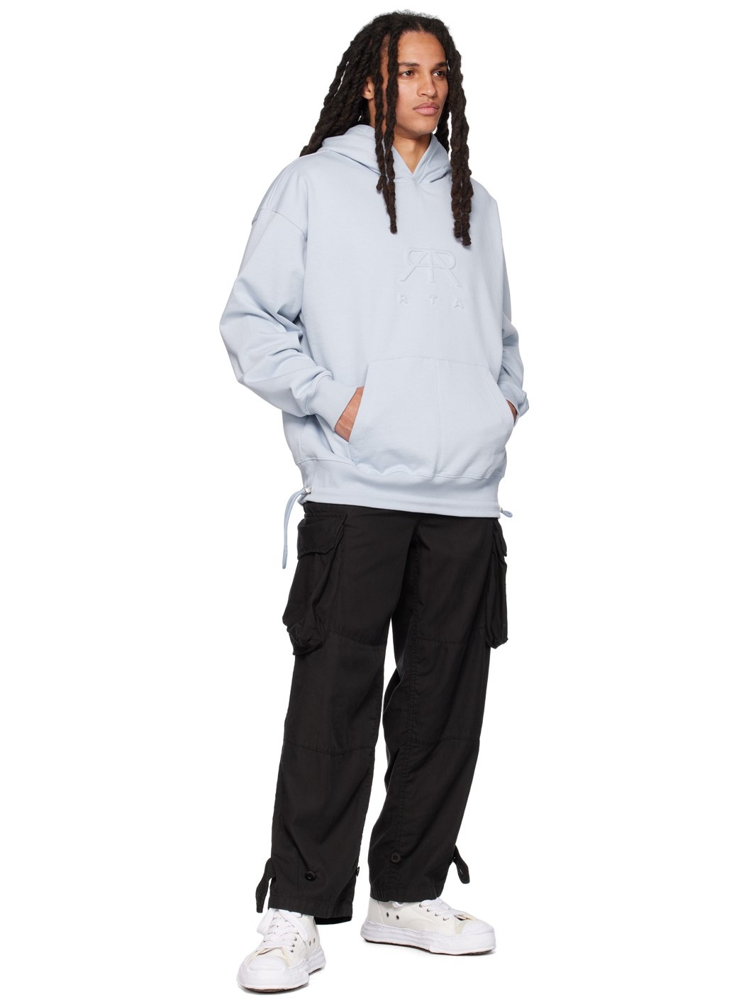 Blue Embossed Hoodie - 4