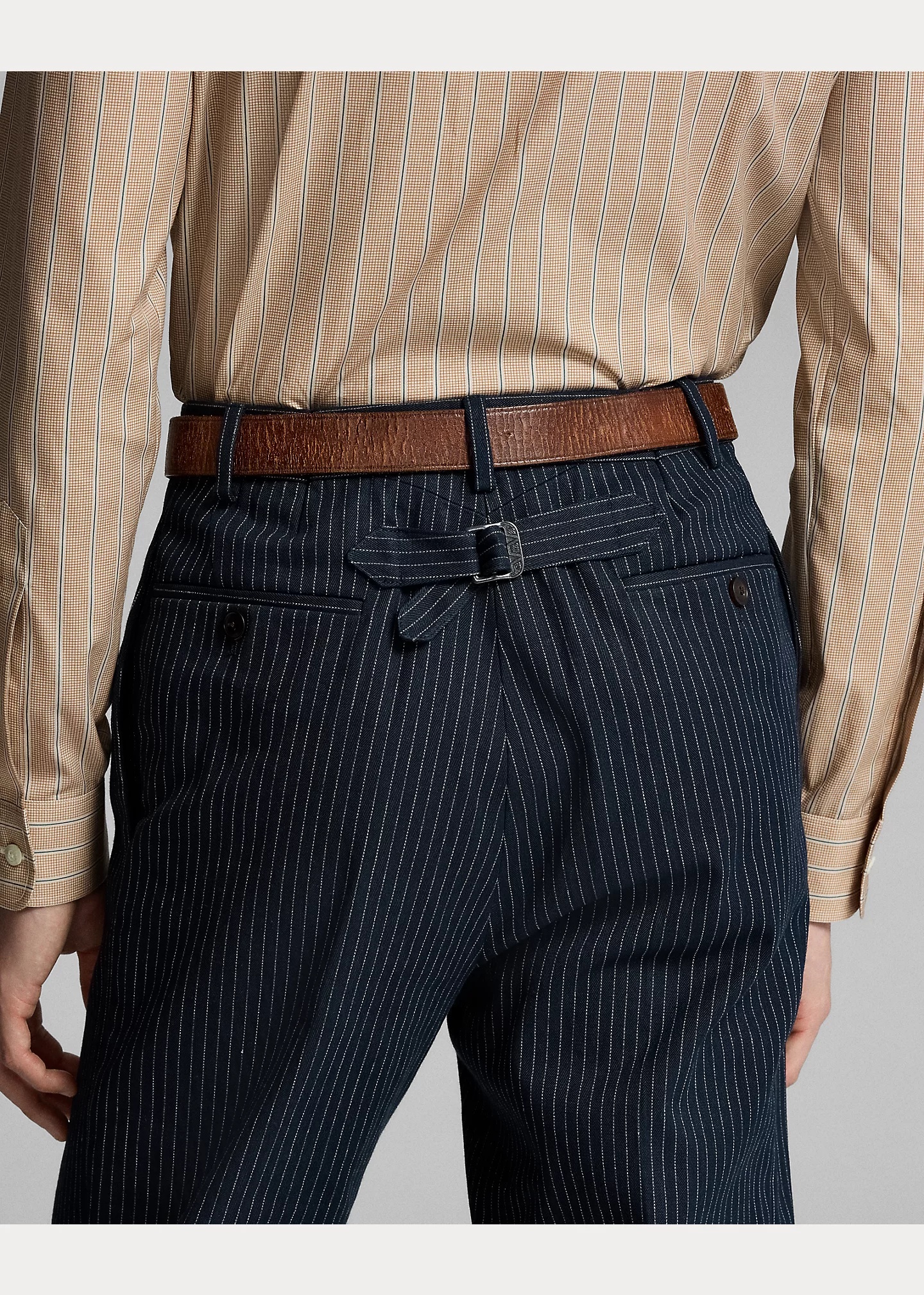Slim Pinstripe Herringbone Suit Trouser - 5