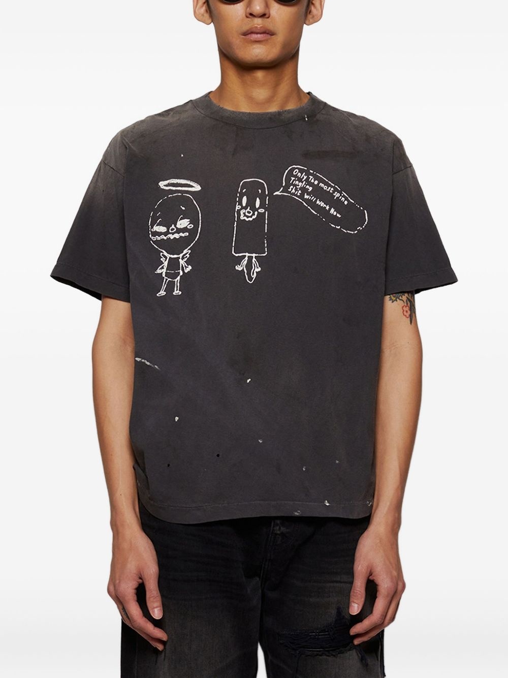 cartoon-print T-shirt - 3
