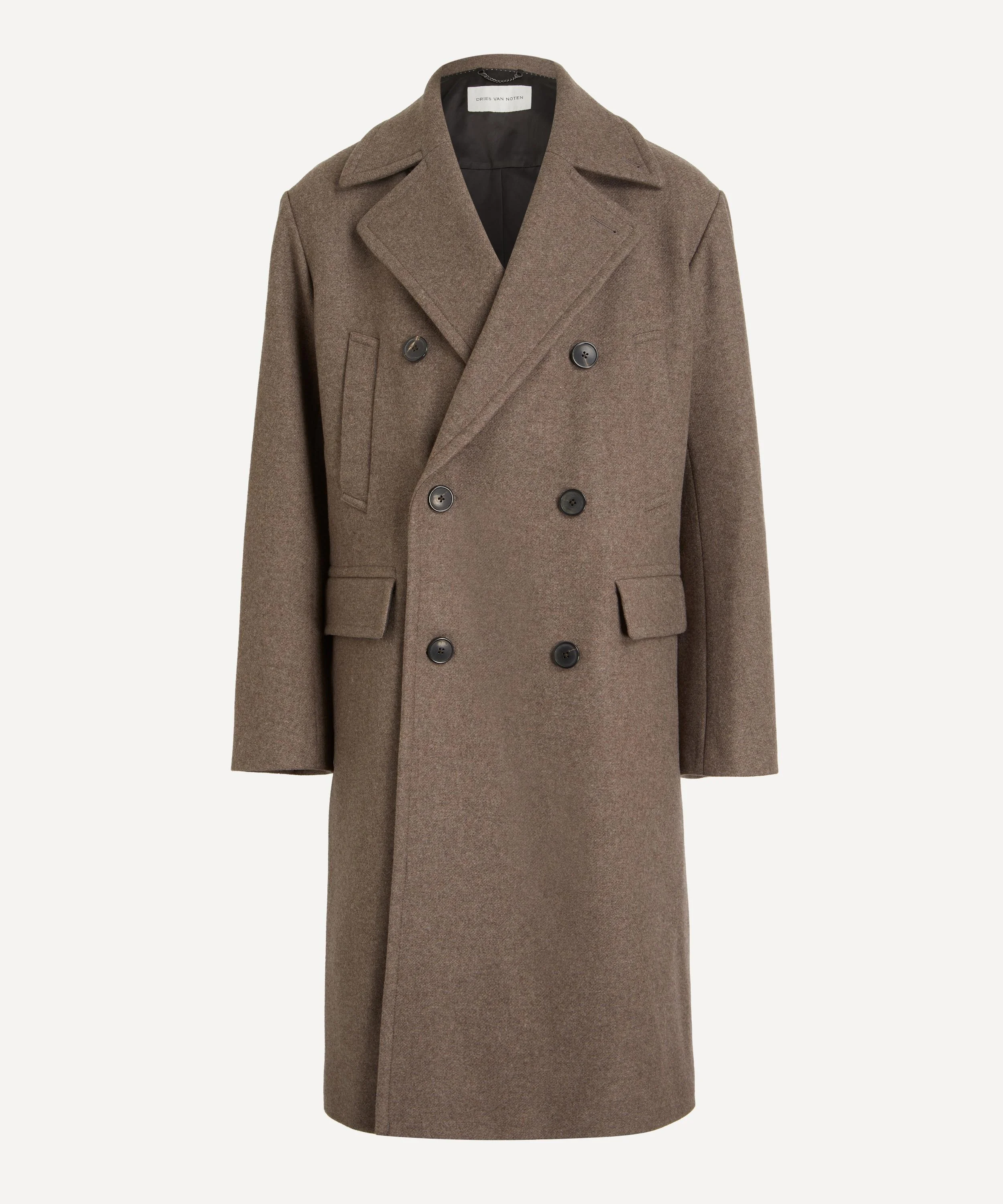 Taupe Double-Breasted Wool Coat - 1