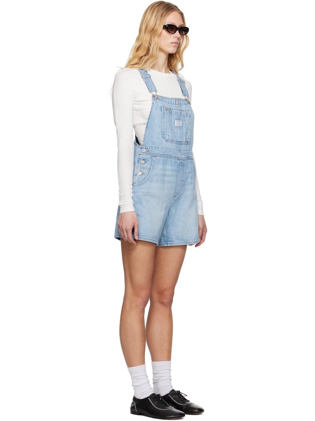 Blue Utility Short Denim Overalls - 2