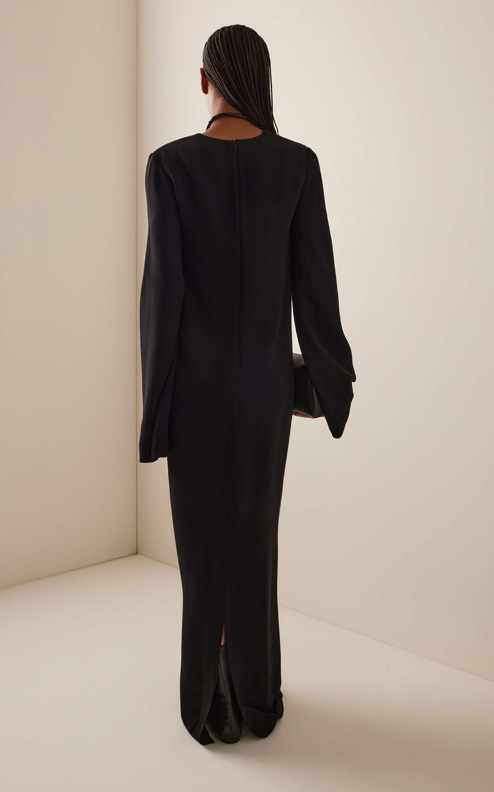 Bell-Sleeve Knit Maxi Dress black - 4
