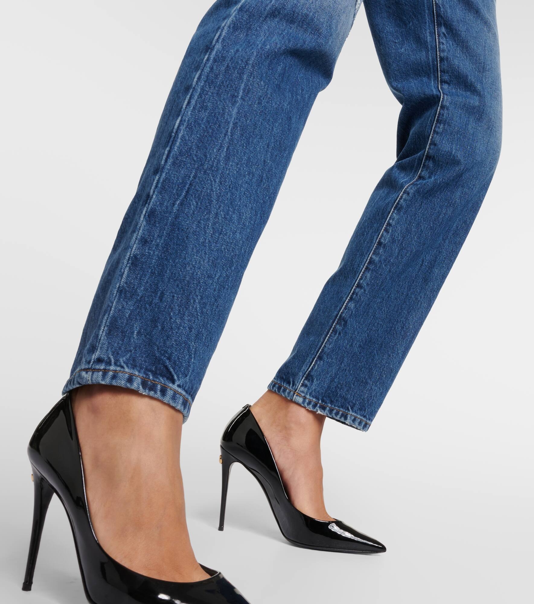 Distressed high-rise straight jeans - 6