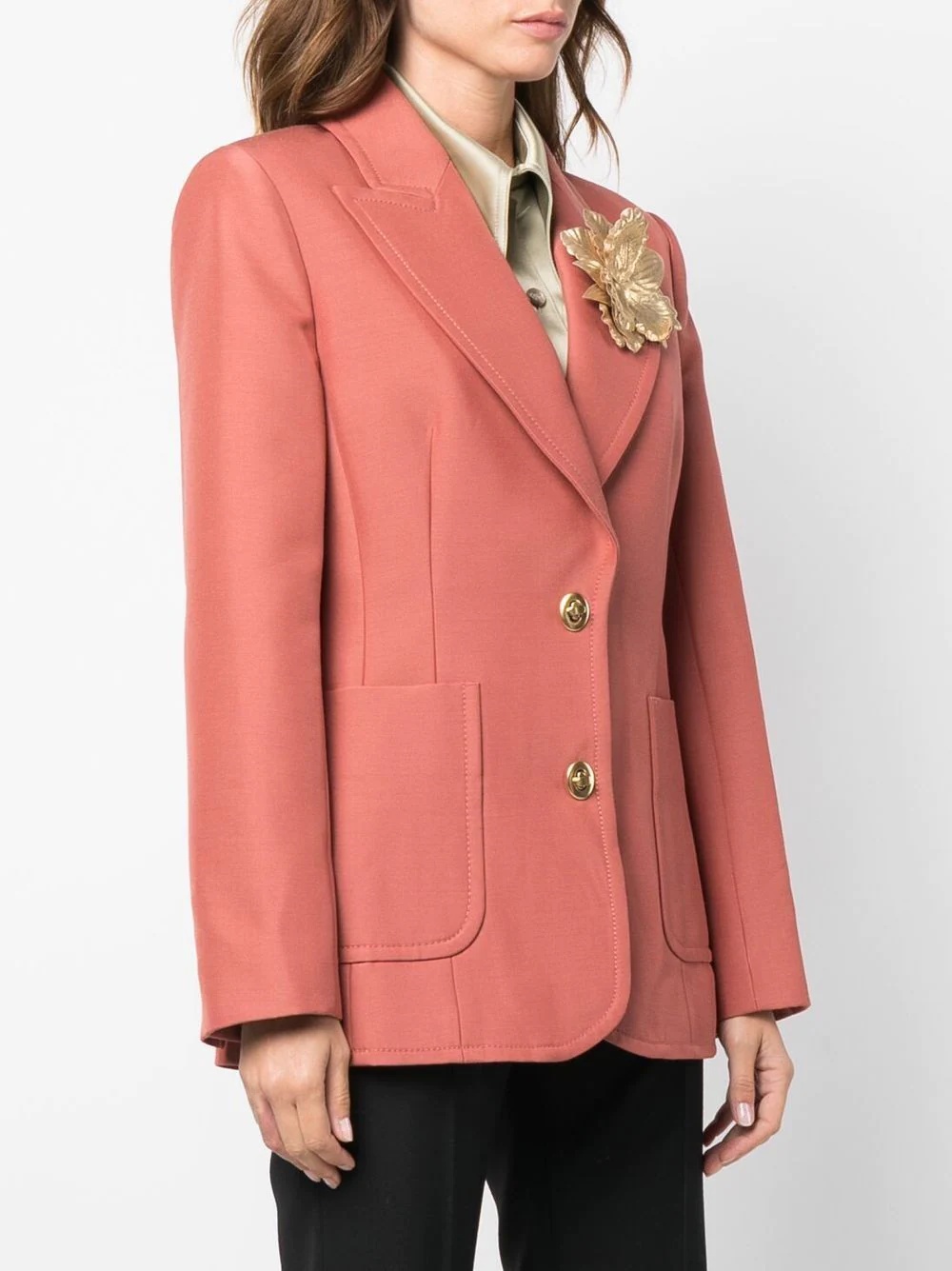floral-appliqué single-breasted blazer - 3