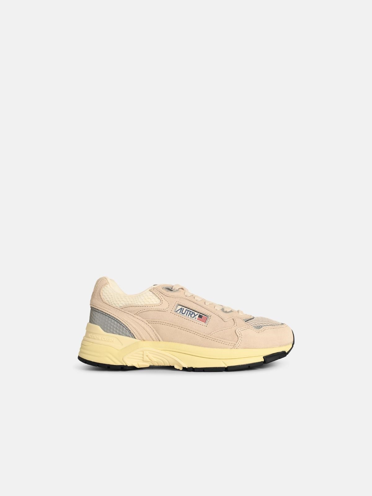 'HYPERWAY LOW' SANDAND SILVER MESH AND SUEDE SNEAKERS - 1
