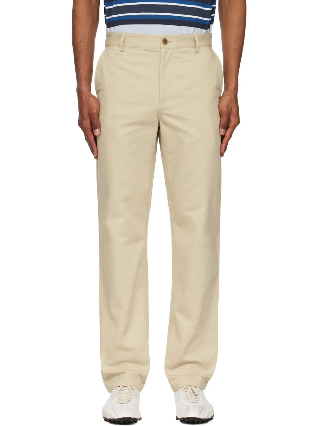 Beige Casual Chino Trousers - 1