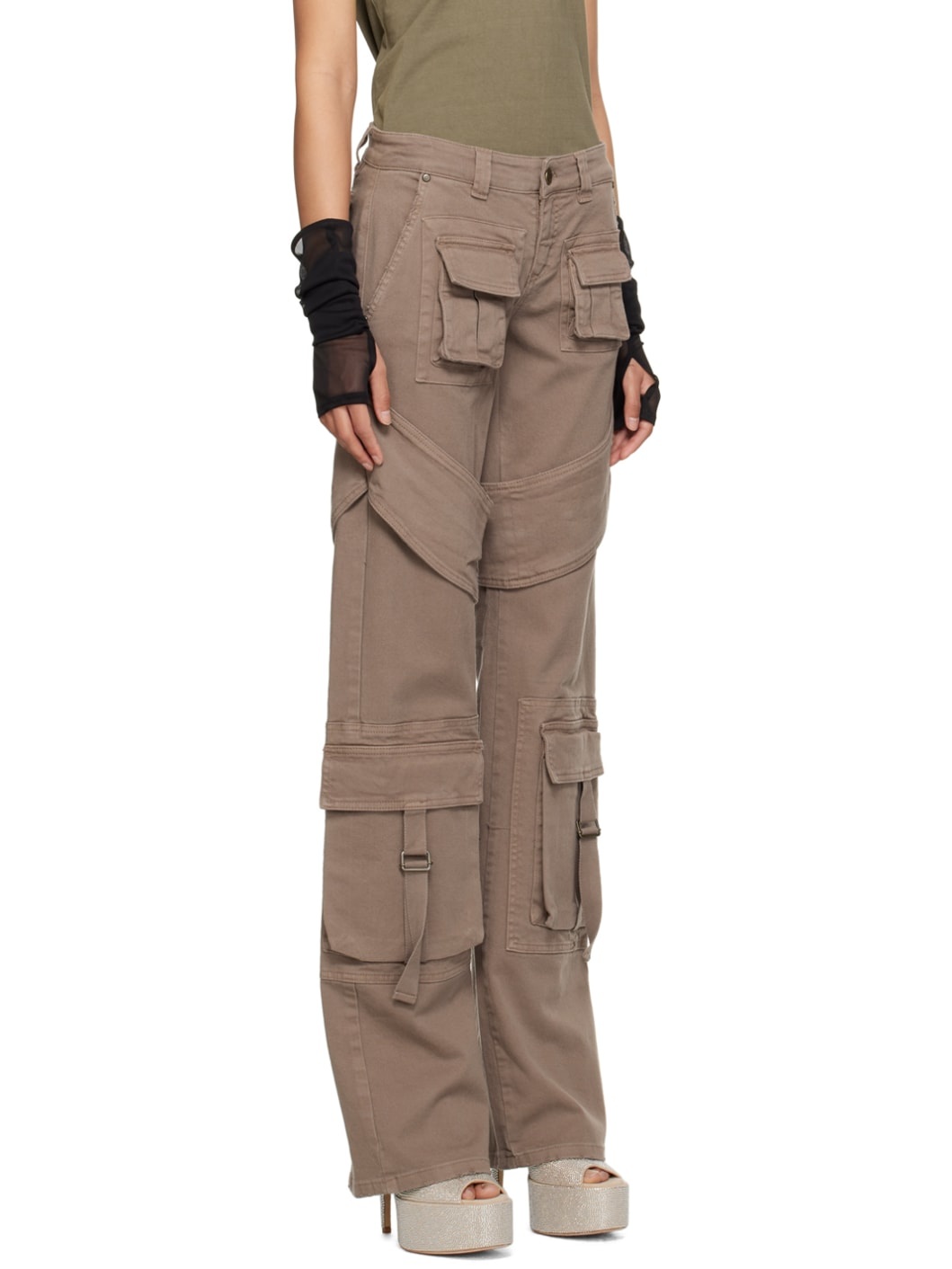 Taupe Denim Cargo Pants - 2