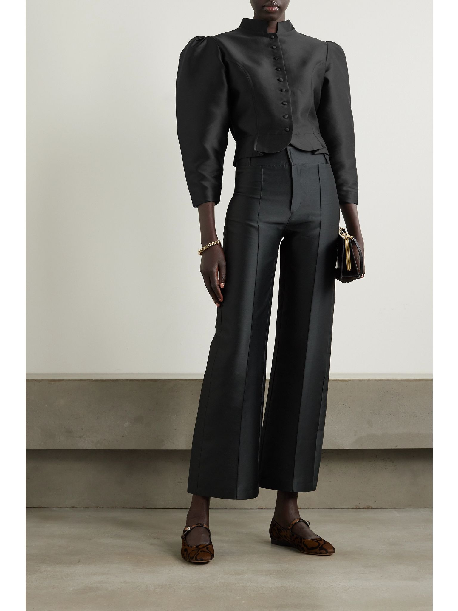 Amoako cropped faille jacket Black - 2