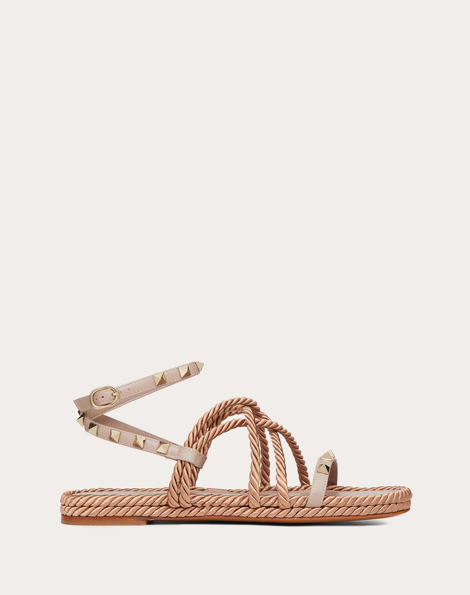 Rockstud Flat Ankle Strap Calfskin Sandal - 1