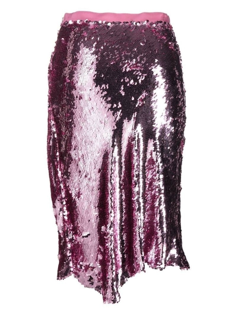 asymmetric sequinned midi skirt - 2