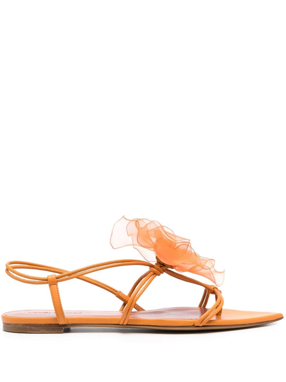 faux-flower leather sandals - 1