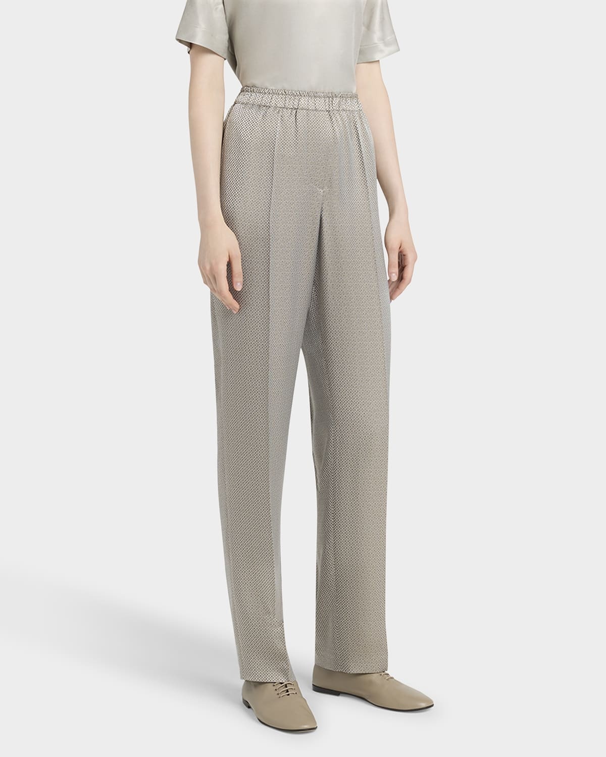 Micro Jacquard Straight-Leg Pull-On Trousers - 4