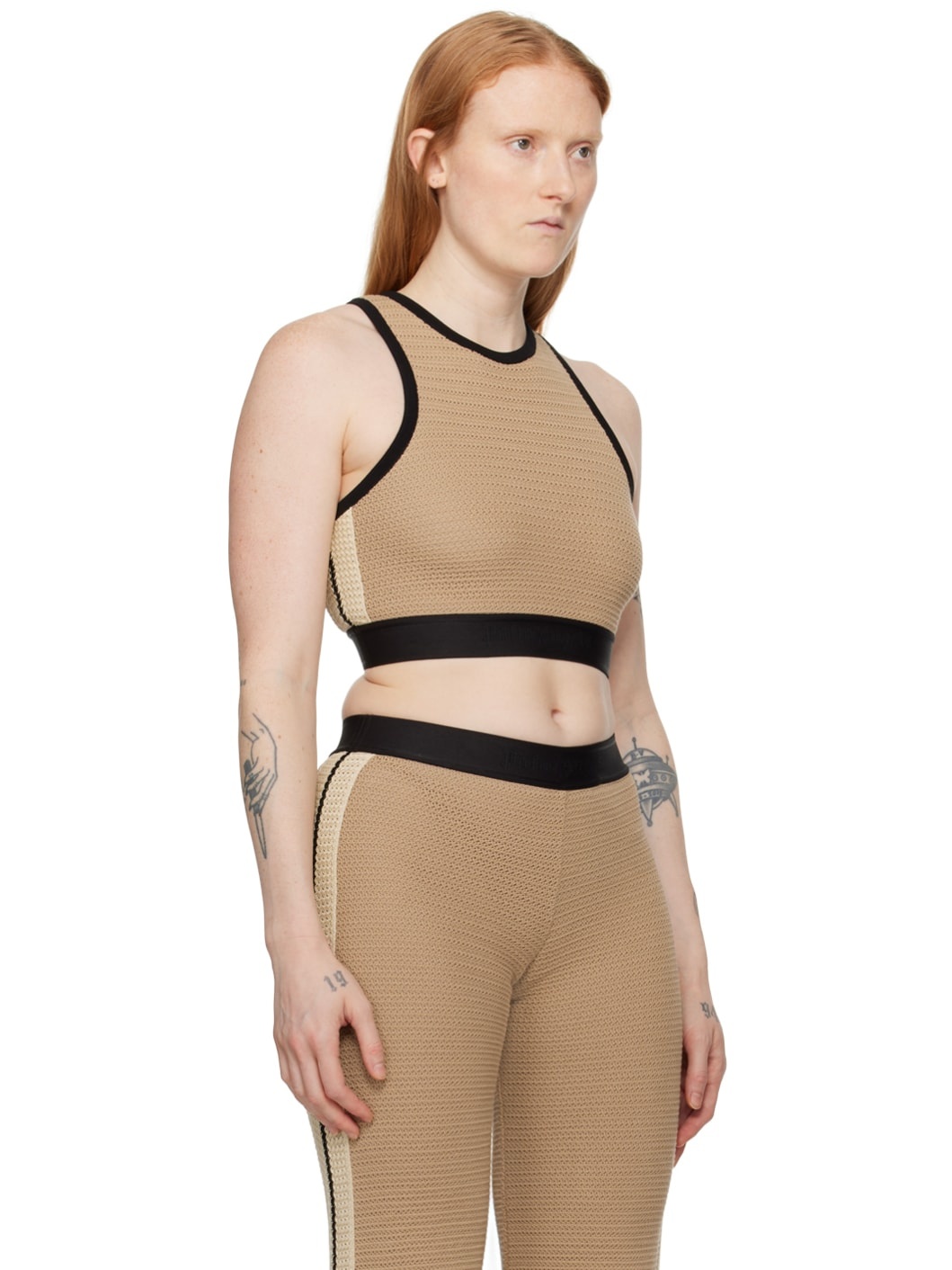 Taupe Cropped Tank Top - 2