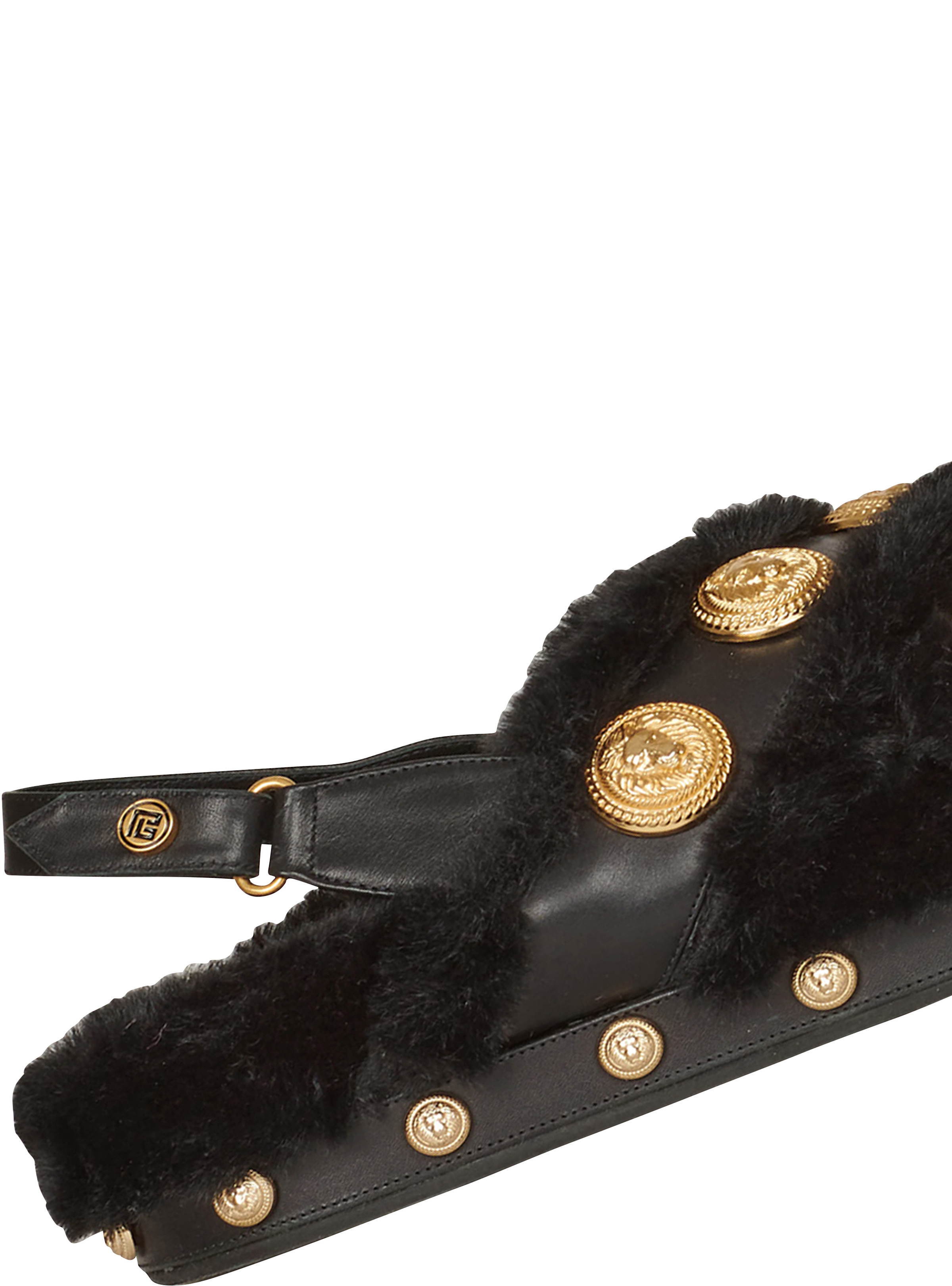 Faux fur and leather Tam flat sandals - 6