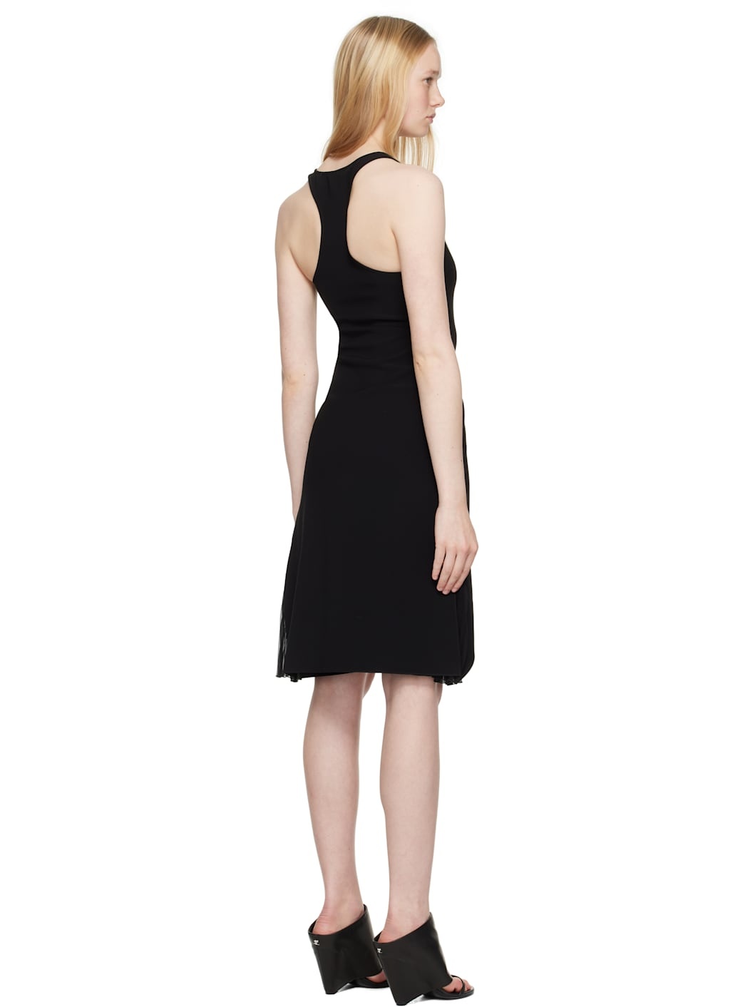Black Infinity Pleats A-Line Minidress - 3