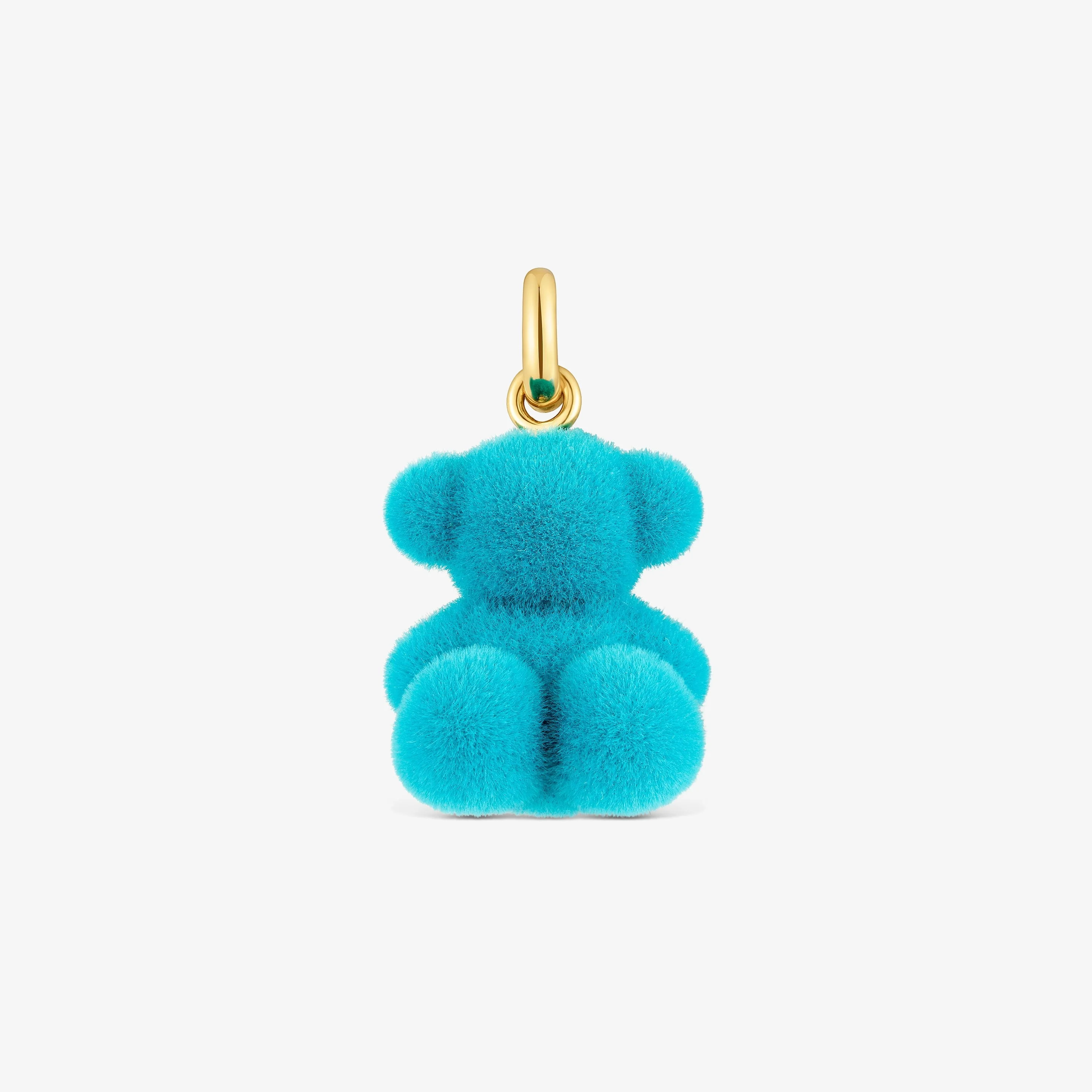 Turquoise-colored velvet bear Pendant with 18kt gold plating over silver Bold Bear - 1