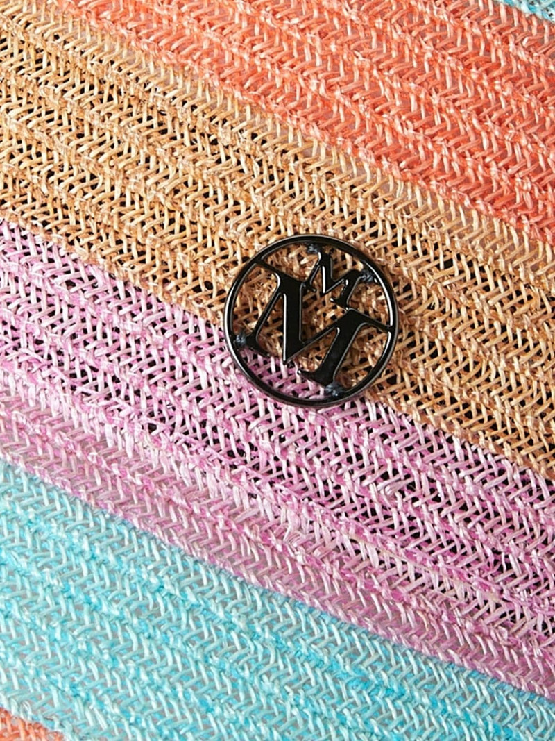 MAISON MICHEL logo-plaque striped hat outlook