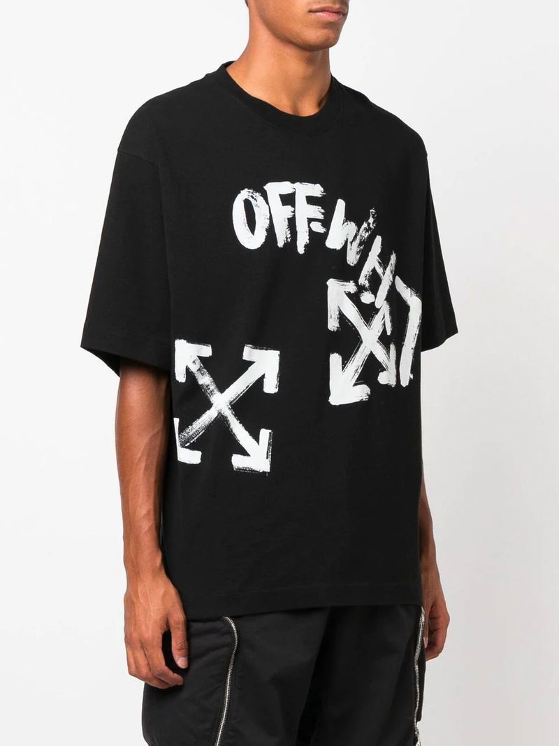 OFF-WHITE Paint Script Over T-Shirt Black - 4