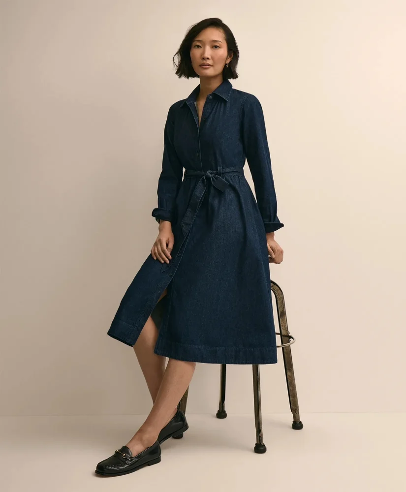 Cotton Denim Shirt Dress - 1