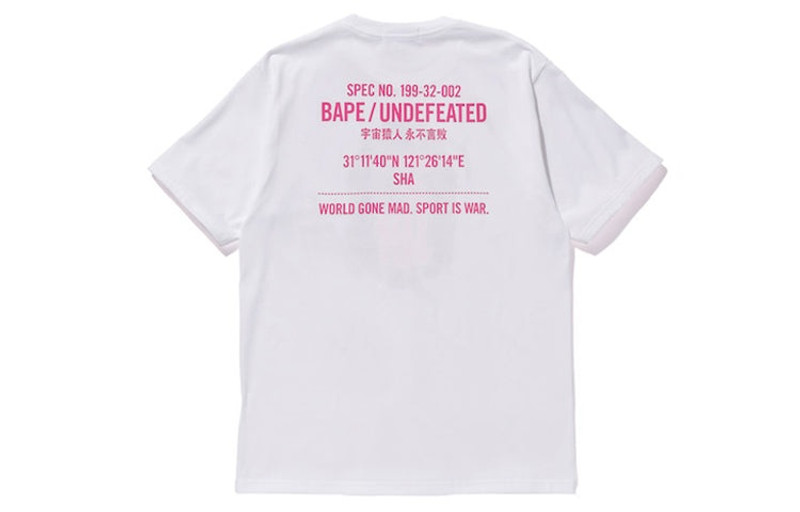 A BATHING APE® A Bathing Ape x UNDEFEATED Shanghai limited Ape Head Tee 'White Pink' TBD-BAPE-017 outlook