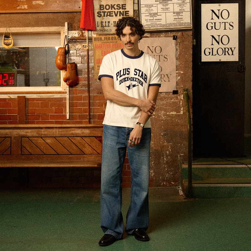 DUKE + DEXTER Plus Vintage White + Navy Ringer T-Shirt outlook