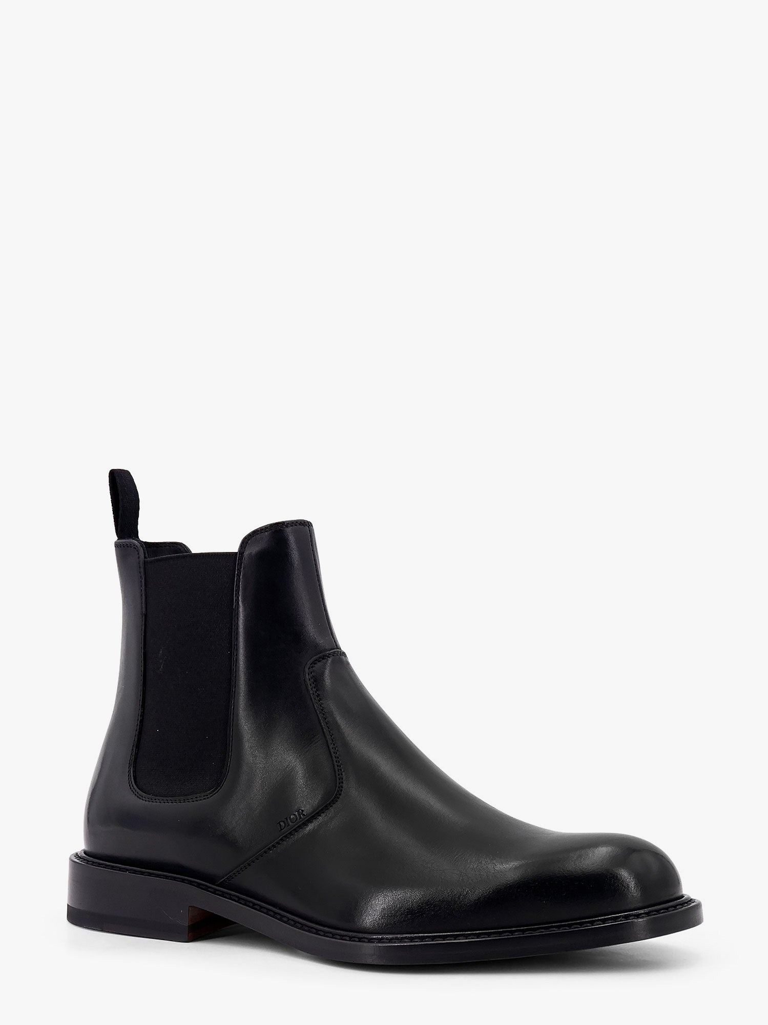 Dior Men Shiny Leather Boots With Engraved Logo On The Side - 2