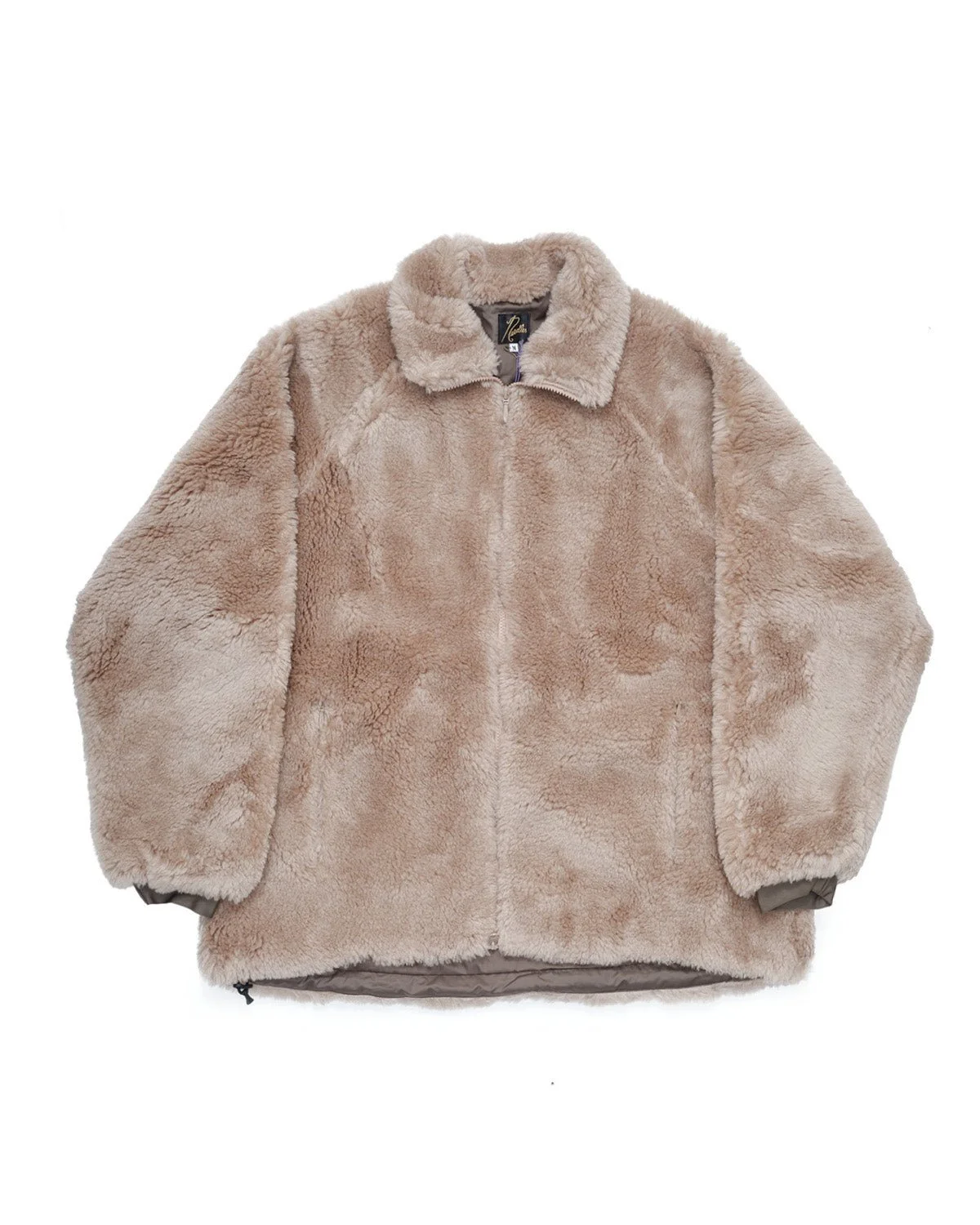 Faux Fur Jacket Acrylic Pile Beige - 1