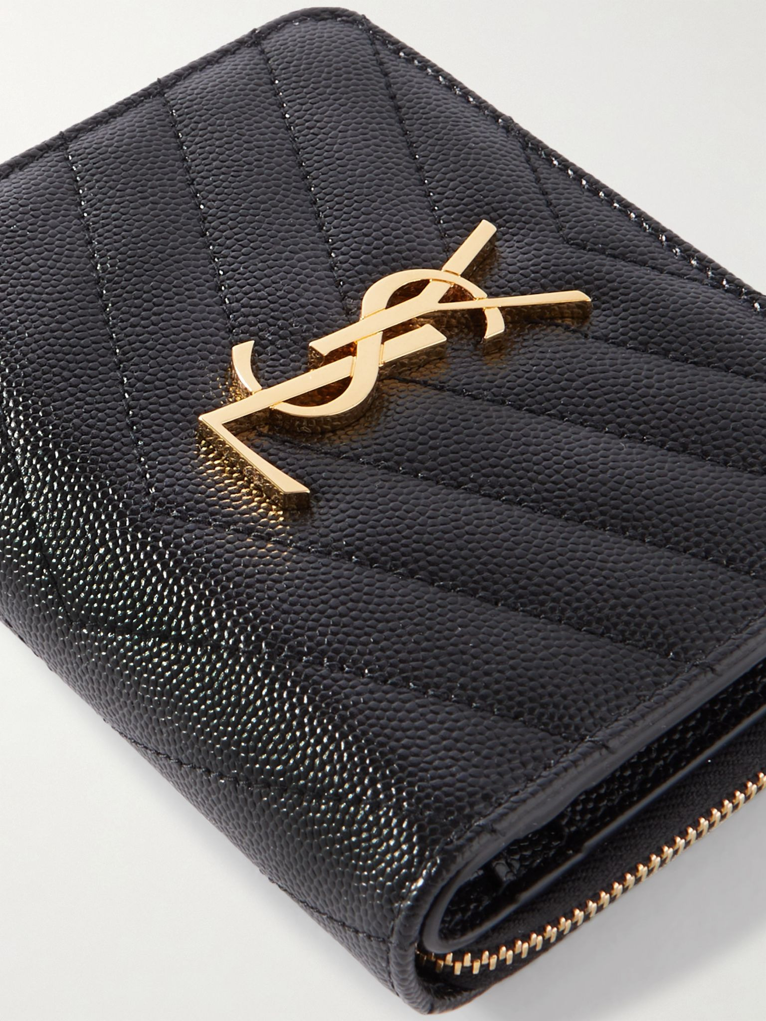 Monogramme quilted textured-leather wallet Black - 4